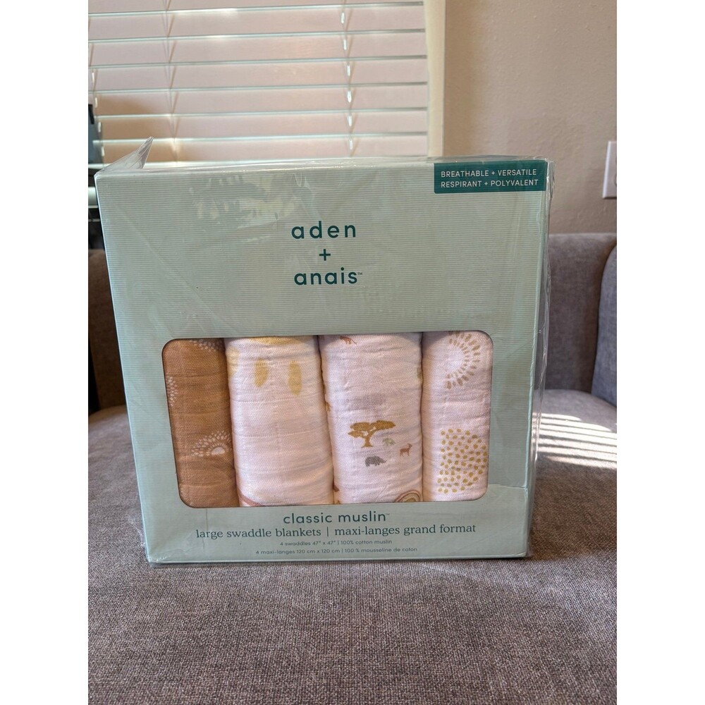 Aden + Anais Classic Muslin Large Swaddle Blankets (4-Pack) NWT in Sunrise